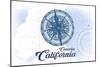 Cambria, California - Compass - Blue - Coastal Icon-Lantern Press-Mounted Art Print