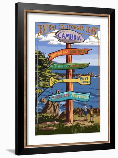 Cambria, California - Destination Sign-Lantern Press-Framed Art Print