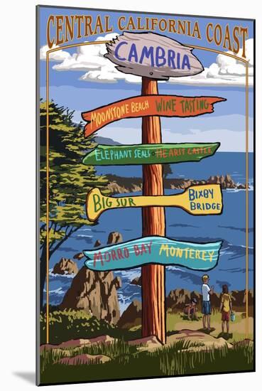 Cambria, California - Destination Sign-Lantern Press-Mounted Art Print
