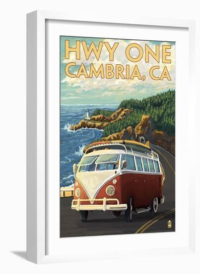 Cambria, California - Highway One Coast, c.2009-Lantern Press-Framed Premium Giclee Print