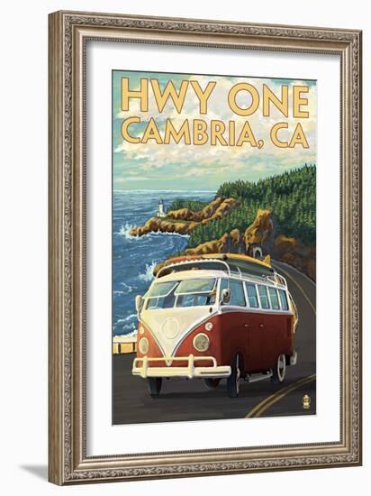 Cambria, California - Highway One Coast, c.2009-Lantern Press-Framed Art Print