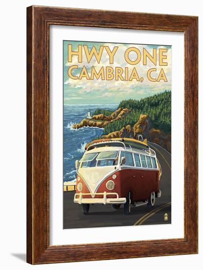 Cambria, California - Highway One Coast, c.2009-Lantern Press-Framed Art Print