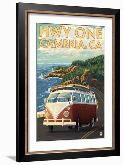 Cambria, California - Highway One Coast, c.2009-Lantern Press-Framed Art Print