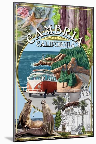 Cambria, California - Montage-Lantern Press-Mounted Art Print