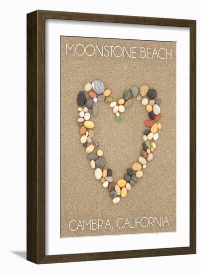 Cambria, California - Moonstone Beach - Stone Heart on Sand-Lantern Press-Framed Art Print