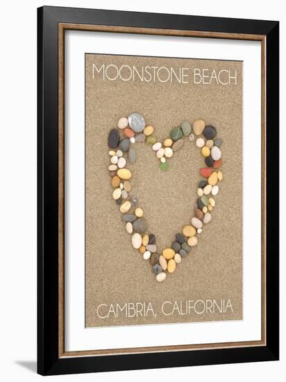 Cambria, California - Moonstone Beach - Stone Heart on Sand-Lantern Press-Framed Art Print