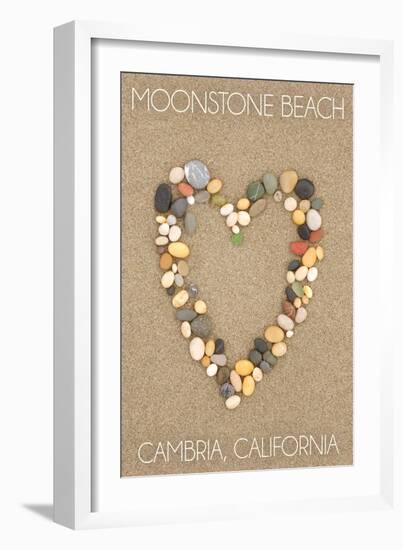 Cambria, California - Moonstone Beach - Stone Heart on Sand-Lantern Press-Framed Art Print