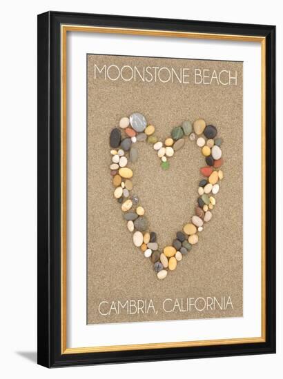 Cambria, California - Moonstone Beach - Stone Heart on Sand-Lantern Press-Framed Art Print