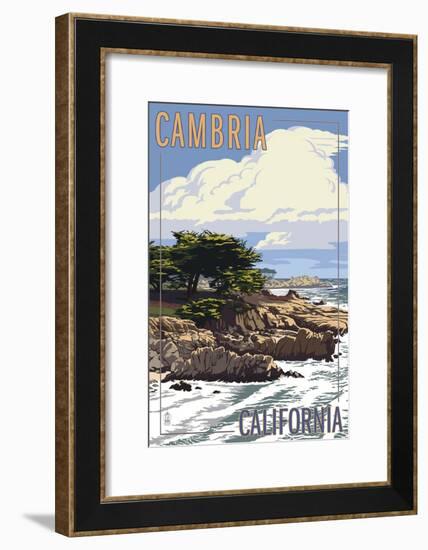 Cambria, California - Rocky Shore-Lantern Press-Framed Art Print