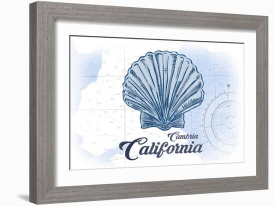 Cambria, California - Scallop Shell - Blue - Coastal Icon-Lantern Press-Framed Art Print