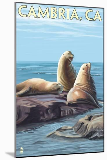 Cambria, California - Sea Lions, c.2009-Lantern Press-Mounted Art Print