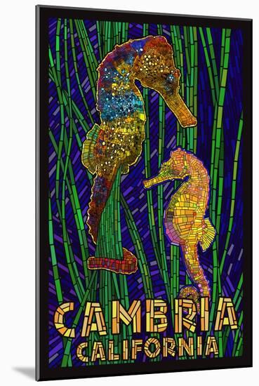 Cambria, California, Seahorses - Paper Mosaic-Lantern Press-Mounted Art Print