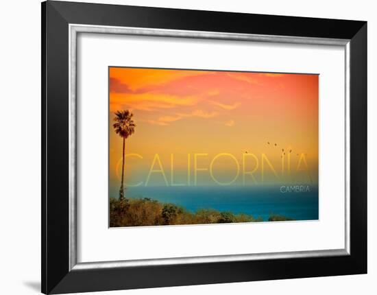 Cambria, California - Sunset and Birds-Lantern Press-Framed Art Print