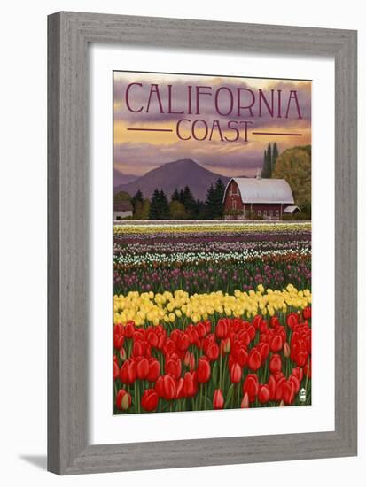 Cambria, California - Tulip Farm-Lantern Press-Framed Art Print