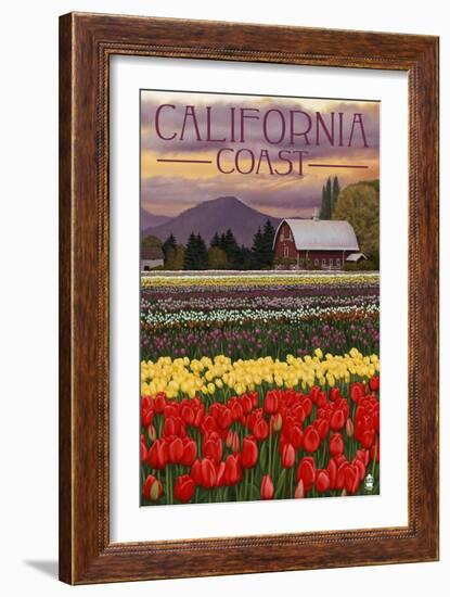 Cambria, California - Tulip Farm-Lantern Press-Framed Art Print