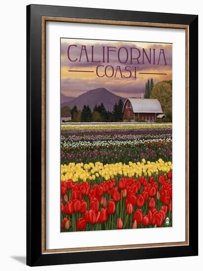 Cambria, California - Tulip Farm-Lantern Press-Framed Art Print