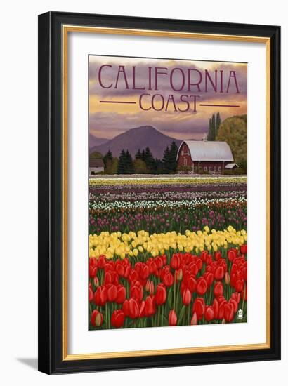 Cambria, California - Tulip Farm-Lantern Press-Framed Art Print