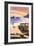 Cambria, California - Woody on Beach-Lantern Press-Framed Art Print