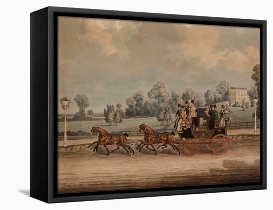 Cambridge Coach (Coloured Engraving)-James Pollard-Framed Premier Image Canvas