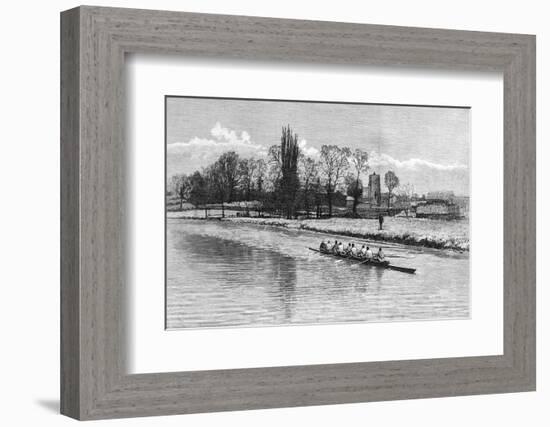 Cambridge Eight Rowing on the River Cam, 1890-null-Framed Photographic Print