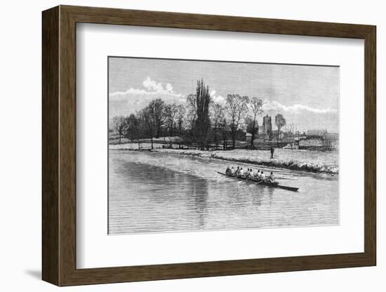 Cambridge Eight Rowing on the River Cam, 1890-null-Framed Photographic Print