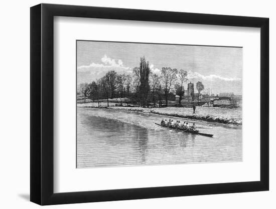 Cambridge Eight Rowing on the River Cam, 1890-null-Framed Photographic Print