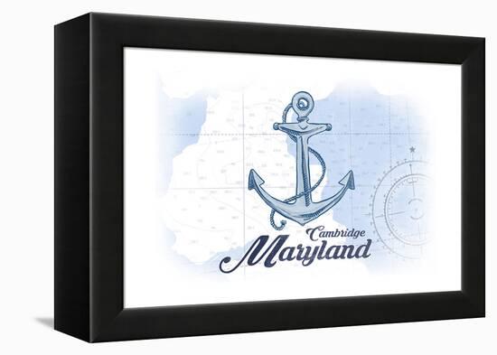 Cambridge, Maryland - Anchor - Blue - Coastal Icon-Lantern Press-Framed Stretched Canvas