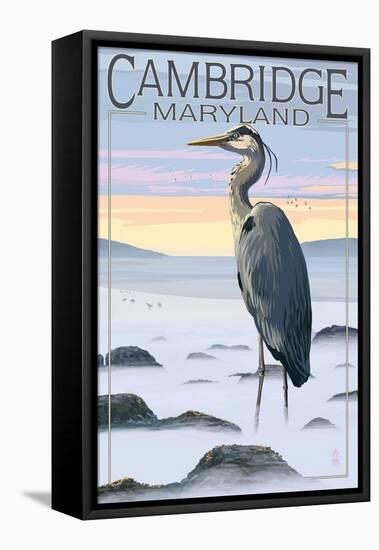 Cambridge, Maryland - Blue Heron and Fog-Lantern Press-Framed Stretched Canvas