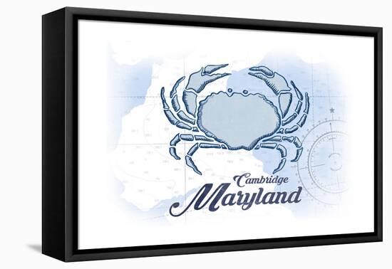 Cambridge, Maryland - Crab - Blue - Coastal Icon-Lantern Press-Framed Stretched Canvas