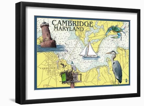 Cambridge, Maryland - Nautical Chart-Lantern Press-Framed Art Print