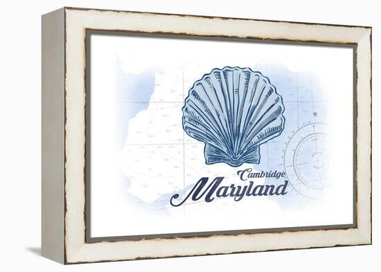 Cambridge, Maryland - Scallop Shell - Blue - Coastal Icon-Lantern Press-Framed Stretched Canvas