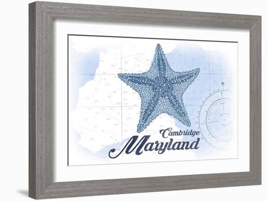 Cambridge, Maryland - Starfish - Blue - Coastal Icon-Lantern Press-Framed Art Print