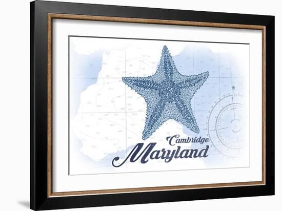 Cambridge, Maryland - Starfish - Blue - Coastal Icon-Lantern Press-Framed Art Print