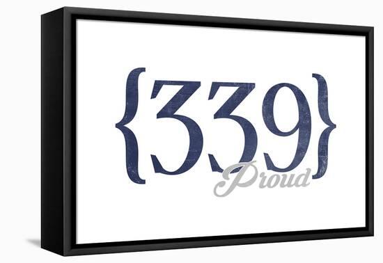 Cambridge, Massachusetts - 339 Area Code (Blue)-Lantern Press-Framed Stretched Canvas