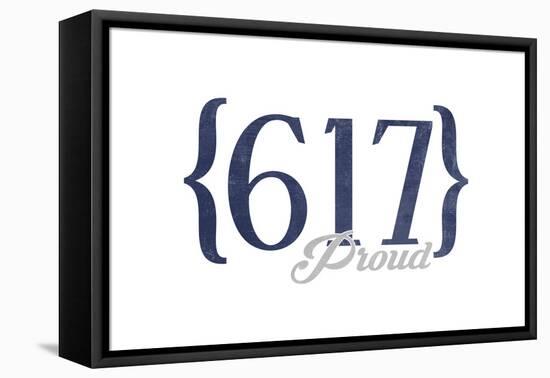 Cambridge, Massachusetts - 617 Area Code (Blue)-Lantern Press-Framed Stretched Canvas