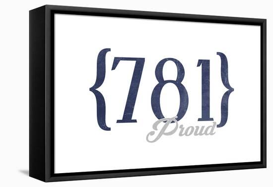 Cambridge, Massachusetts - 781 Area Code (Blue)-Lantern Press-Framed Stretched Canvas