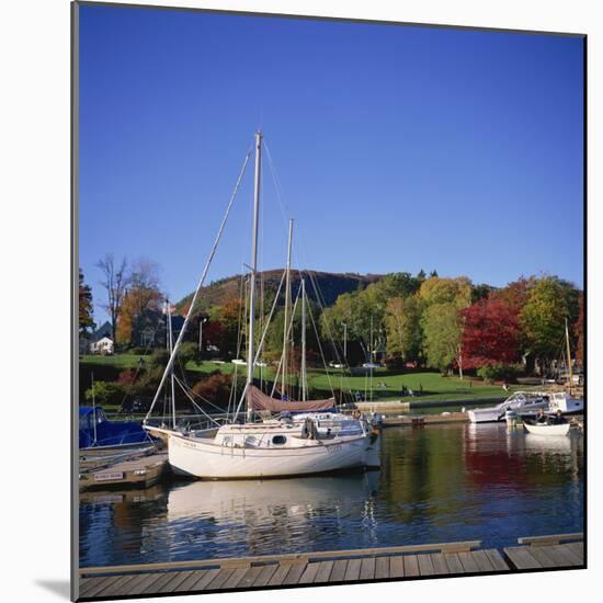 Camden Harbour with Fall Colours and Mount Battie in the Background, Maine, New England, USA-Roy Rainford-Mounted Photographic Print