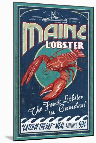 Camden, Maine - Lobster-Lantern Press-Mounted Art Print