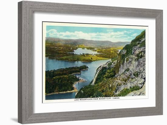 Camden, Maine - Maiden Cliff View of Lake Megunticook-Lantern Press-Framed Premium Giclee Print