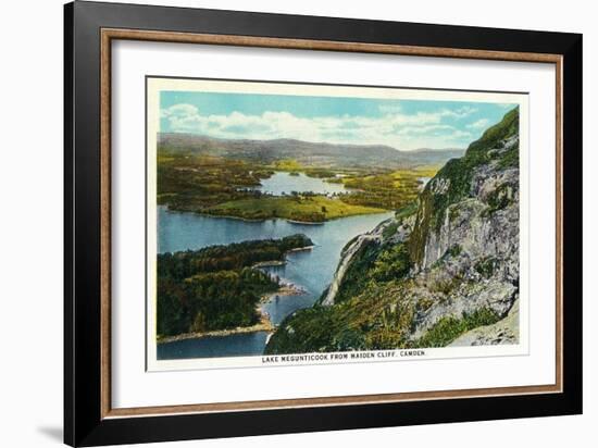 Camden, Maine - Maiden Cliff View of Lake Megunticook-Lantern Press-Framed Art Print