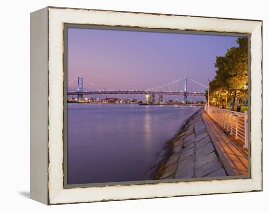 Camden Waterfront and Ben Franklin Bridge, City of Camden, New Jersey-Richard Cummins-Framed Premier Image Canvas