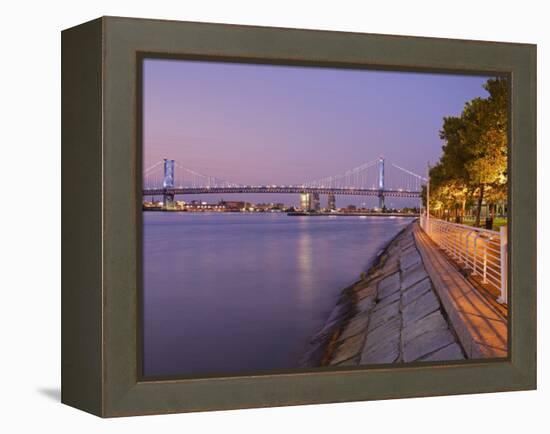 Camden Waterfront and Ben Franklin Bridge, City of Camden, New Jersey-Richard Cummins-Framed Premier Image Canvas