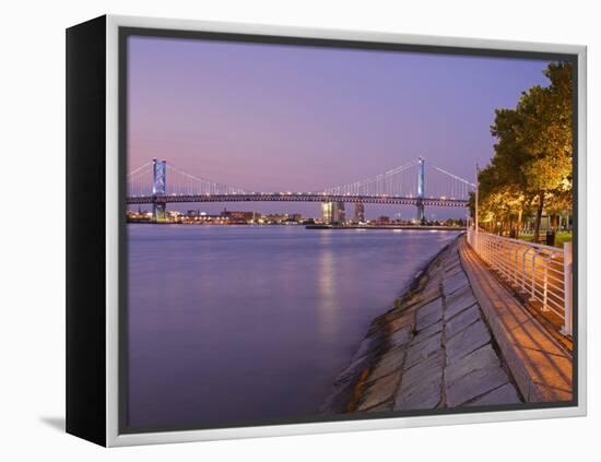 Camden Waterfront and Ben Franklin Bridge, City of Camden, New Jersey-Richard Cummins-Framed Premier Image Canvas