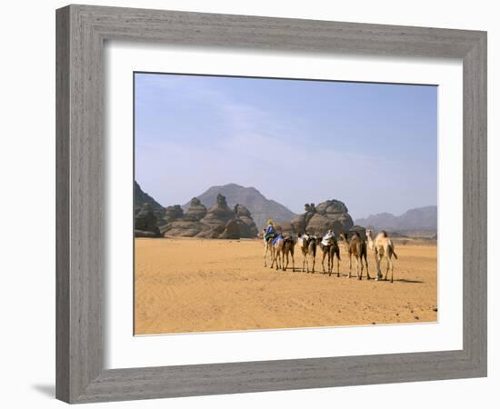 Camel Caravan, Akakus, Sahara Desert, Fezzan, Libya, North Africa, Africa-Sergio Pitamitz-Framed Photographic Print