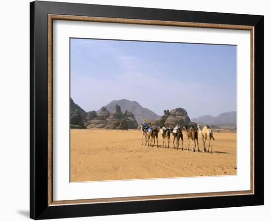 Camel Caravan, Akakus, Sahara Desert, Fezzan, Libya, North Africa, Africa-Sergio Pitamitz-Framed Photographic Print