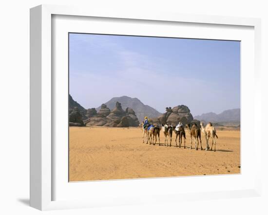 Camel Caravan, Akakus, Sahara Desert, Fezzan, Libya, North Africa, Africa-Sergio Pitamitz-Framed Photographic Print