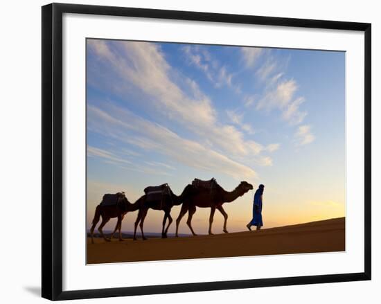 Camel Driver, Sahara Desert, Merzouga, Morocco, (MR)-Doug Pearson-Framed Photographic Print