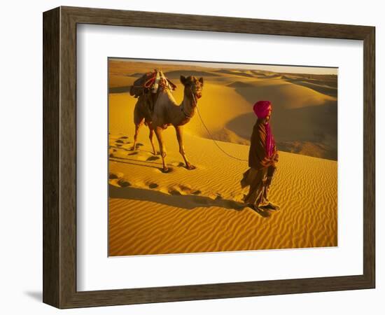 Camel Driver, Thar Desert, Rajasthan, India-Peter Adams-Framed Photographic Print