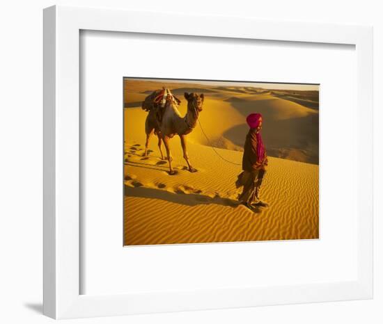 Camel Driver, Thar Desert, Rajasthan, India-Peter Adams-Framed Photographic Print