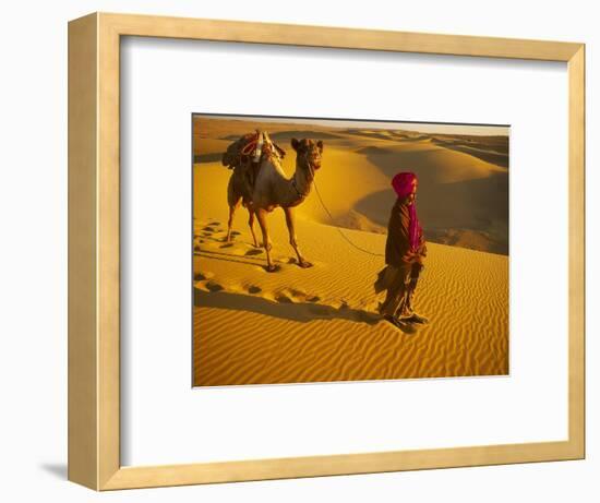 Camel Driver, Thar Desert, Rajasthan, India-Peter Adams-Framed Photographic Print